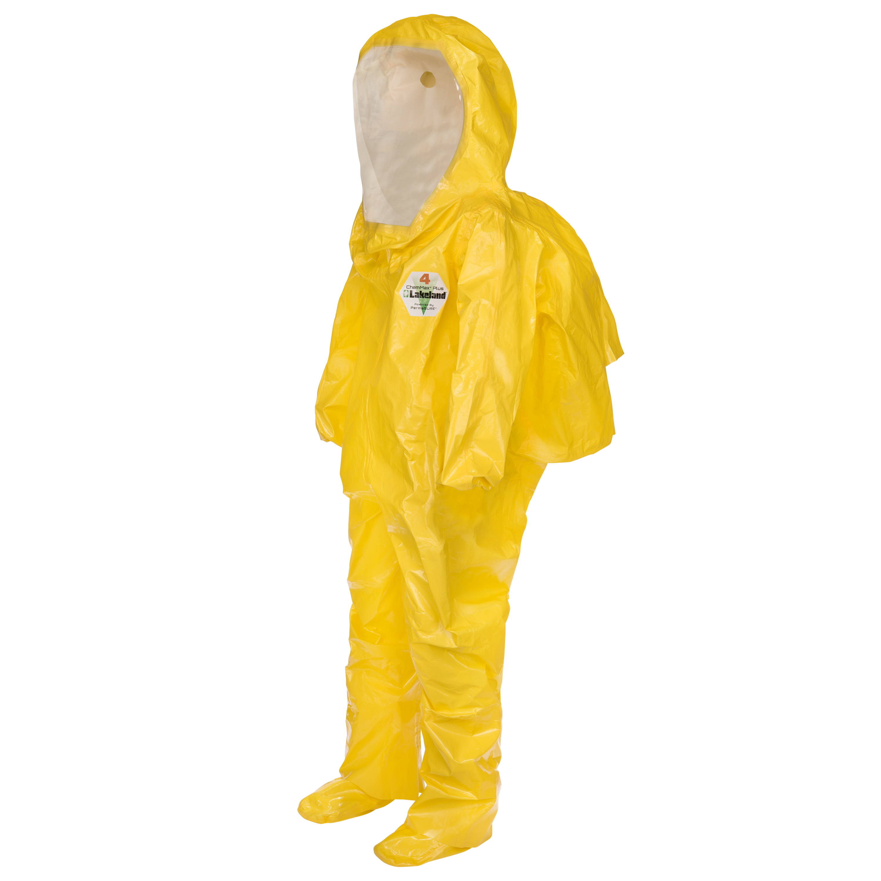 X-Large Disposable Lakeland ChemMax 4 TES Level B Taped Seam Encapsulated Suit with Expanded Back and Back Entry Yellow Elastic Cuff 
