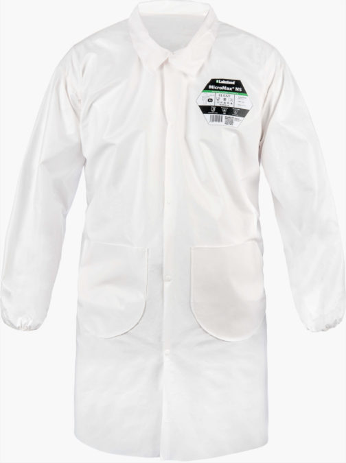 Lakeland Industries Inc CTL140-2X White Lakeland MicroMax NS Microporous General Purpose Lab Coat with snap closure Case of 30 2X-Large