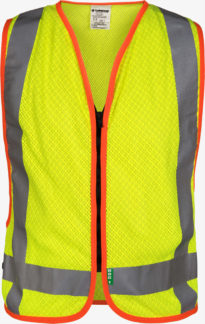 Class 2 FR/AR Static Dissipative Modacrylic Mesh Hi-Vis Vest with Orange Contrast Binding - V10 Am0322 Zl Front Lo