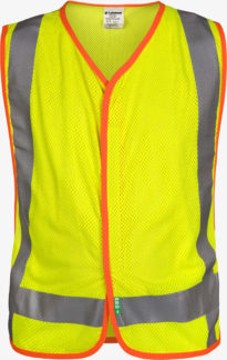 Class 2 FR Modacrylic Mesh Hi-Vis Vest with Adjustable Snap Sides and Orange Contrast Binding - V8 Am0322 Vl Front Lo
